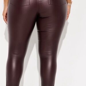 Women's Burgundy Leather Pants